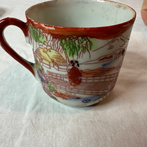 Vintage Antique Japanese Geisha Ware red porcelain demitasse cup … - Picture 5 of 16
